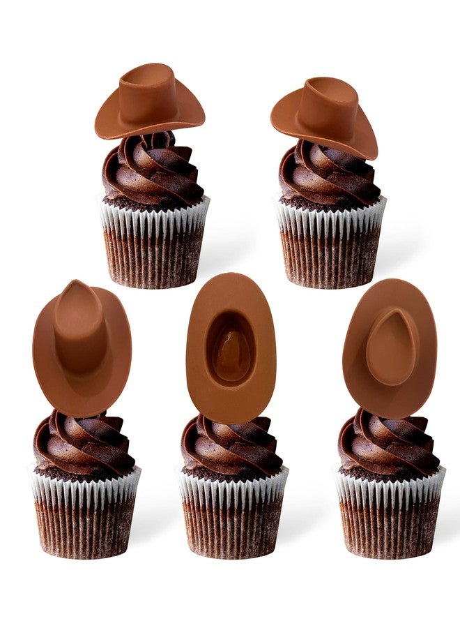 Gexolenu 20 Pcs Plastic Mini Cowboy Hat Decoration Western Cowgirl Hat Doll Hats for Dollhouse Party Decoration Boy Girl Birthday Cake Decor Supply(Brown) - Image 1